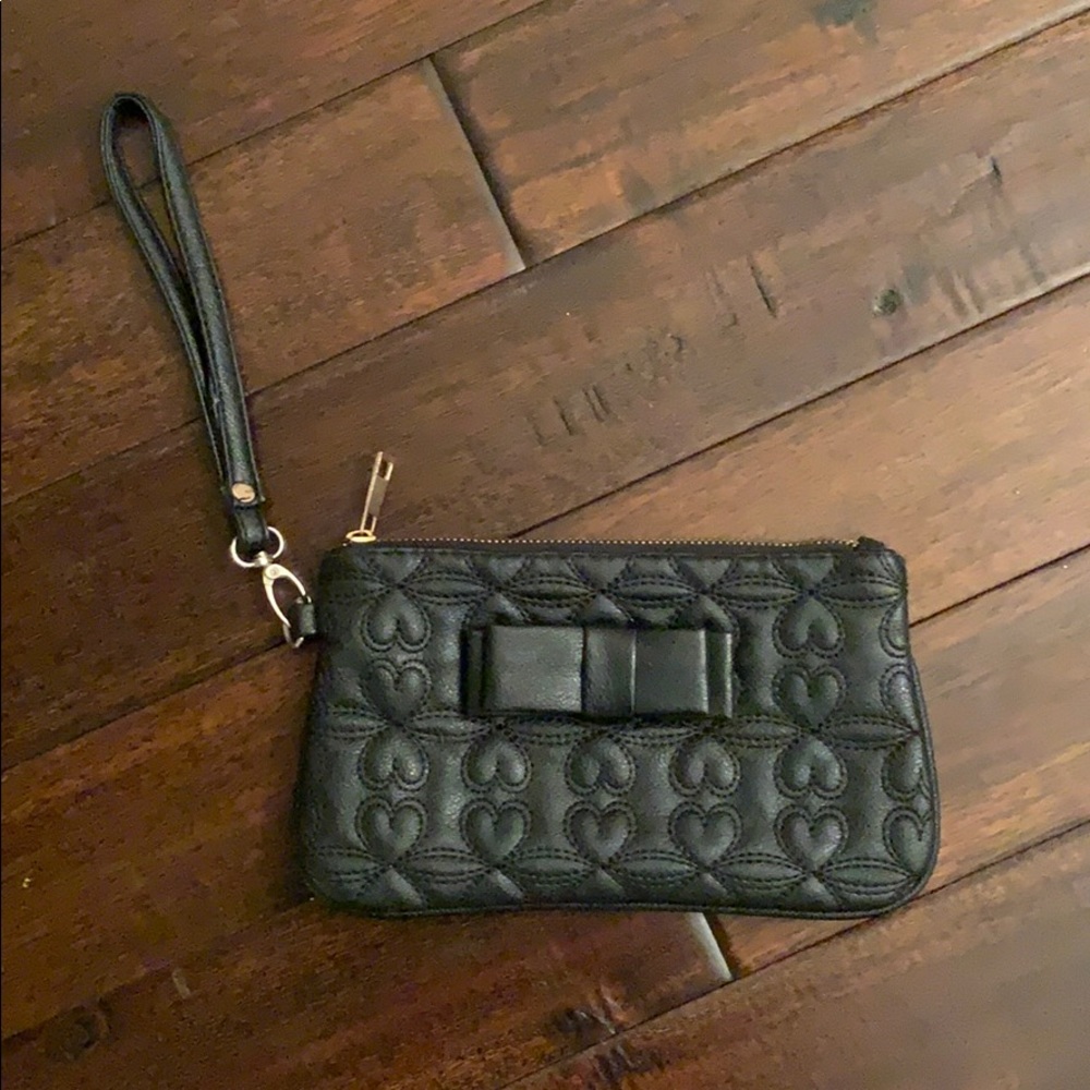 Quilted Heart Zip Tote Clutch Bag